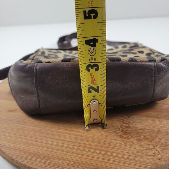 Tory Burch Leopard Crossbody City Bag Shoulder Bag Purse Brown Leather - Picture 8 of 16